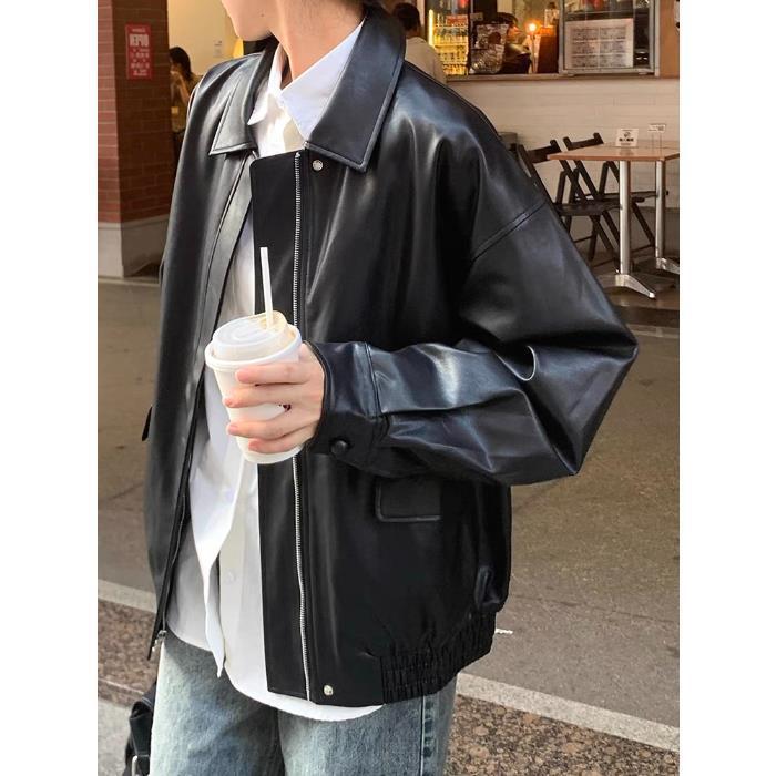 Korean Style Loose Leather Jacket Handsome Motorcycle
