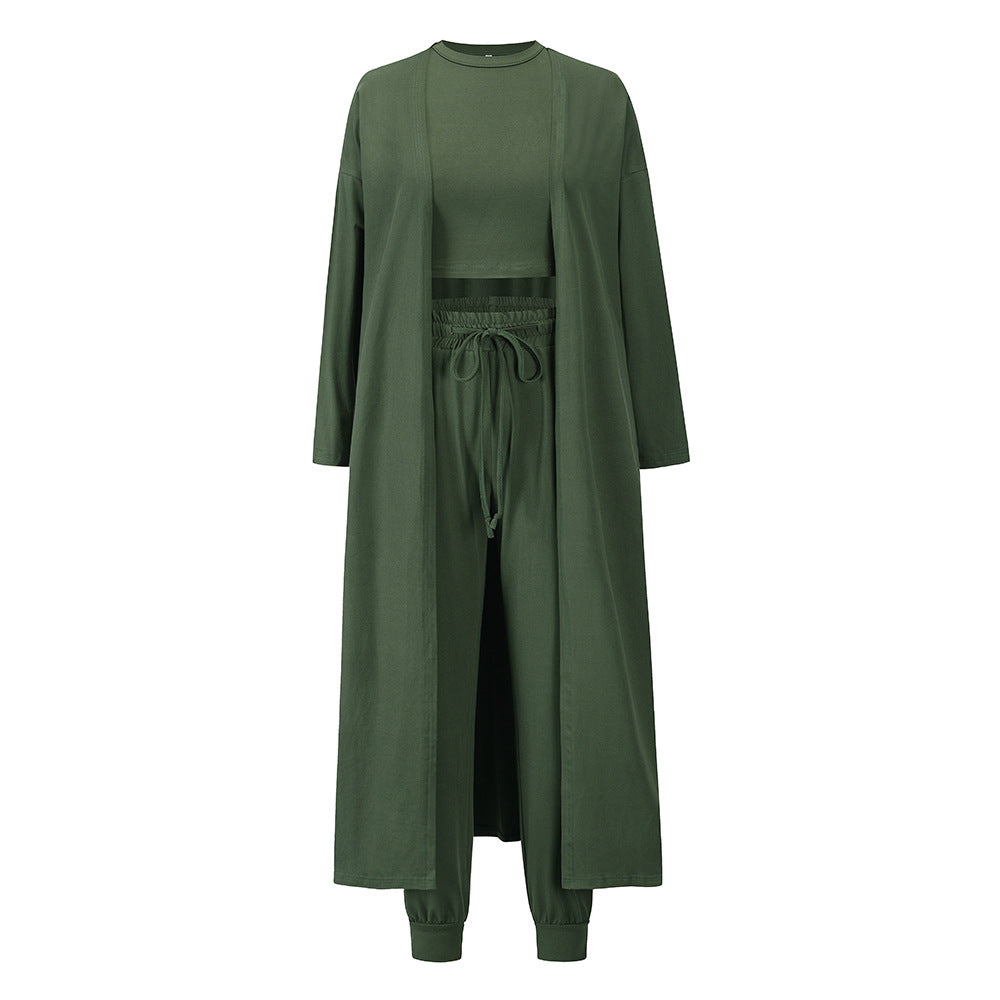 Women's Fashion Knitted Slim Undershirt Pants Sports Suit