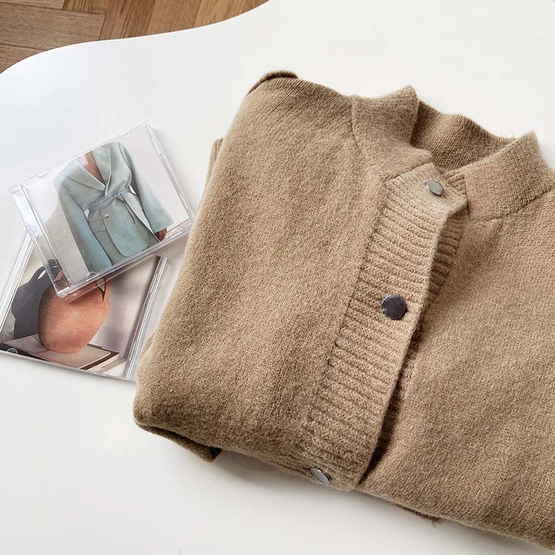 Loose Lazy Knitted Cardigan Women Loose Single Breasted Sweater Jacket