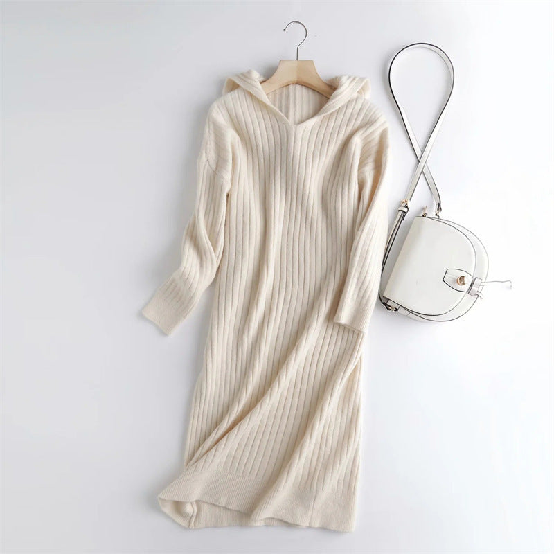 Korean Idle Style Knitted Long Dress Mid-length Casual Sweater