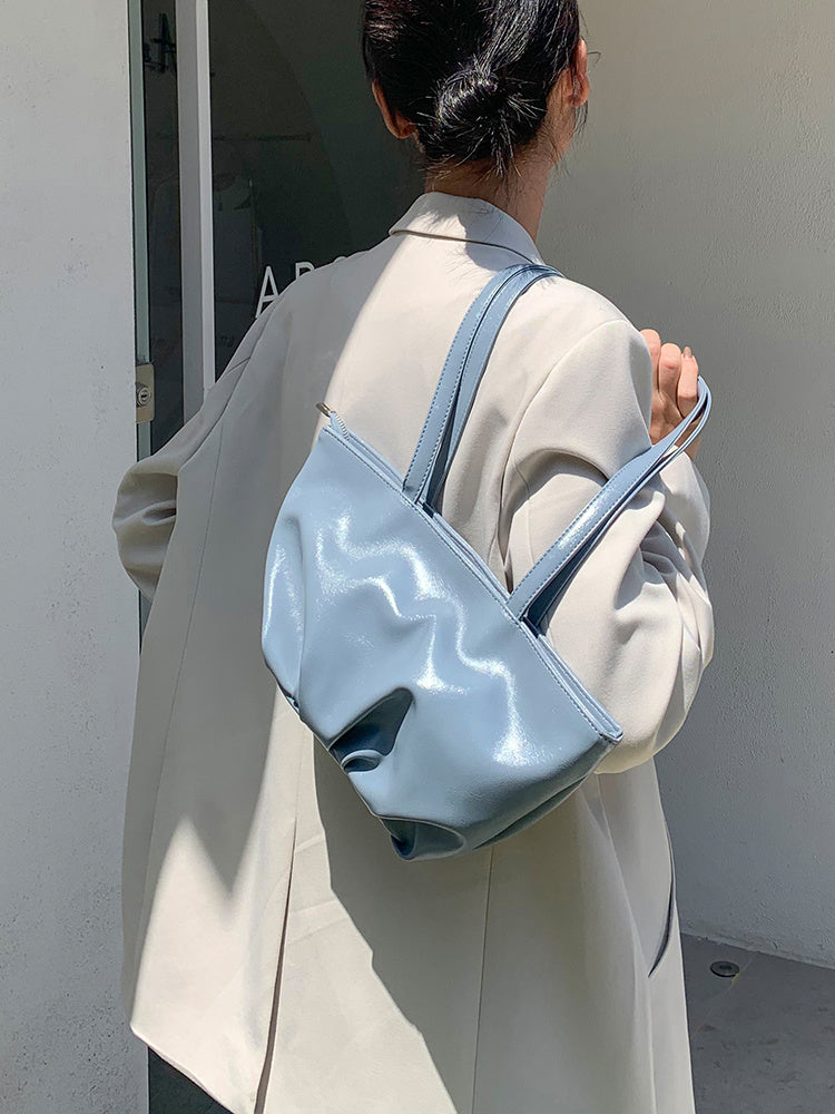 New Fashion Niche Soft Leather Fold Simple Versatile Underarm Tote Bag Shoulder Bag