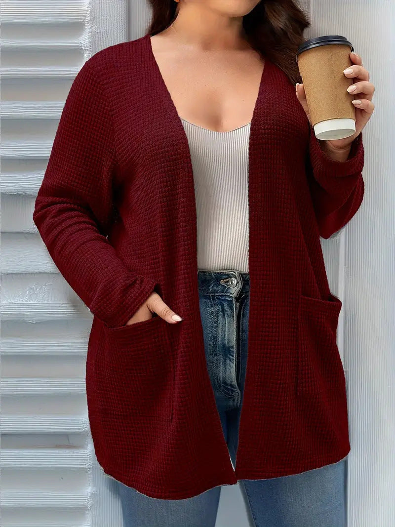 Autumn And Winter New Long Sleeve Pocket Casual Solid Color Cardigan Jacket