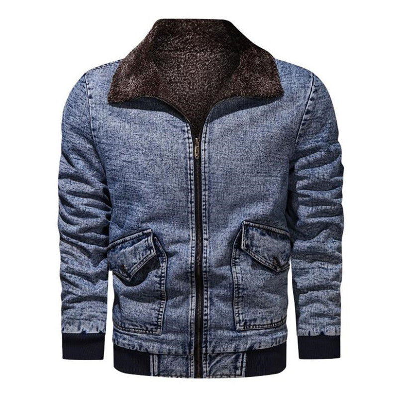 Winter Plus Velvet Thick Loose Lapel Plus Size Denim Jacket Men's Jacket