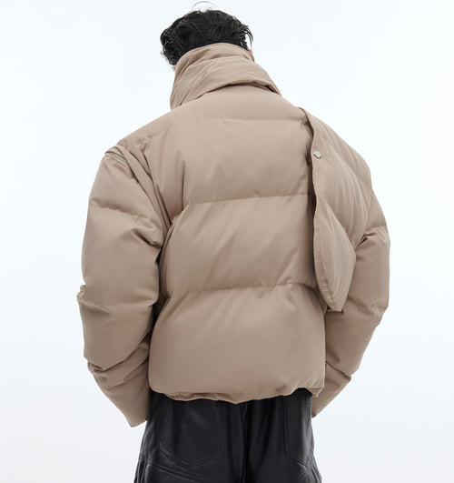 90 White Duck Down Stand-up Collar Down Jacket Scarf Design Short Thickened Coat
