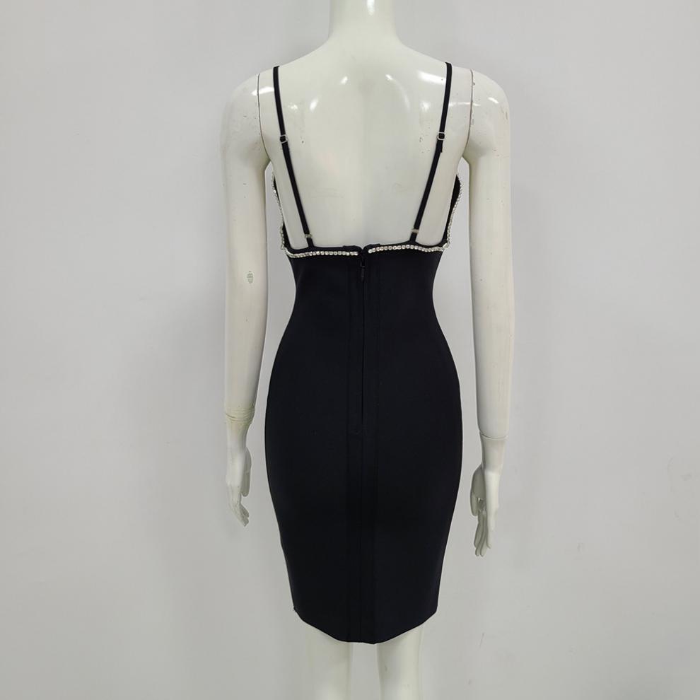 Women's Stretch Deep V Strap Dress