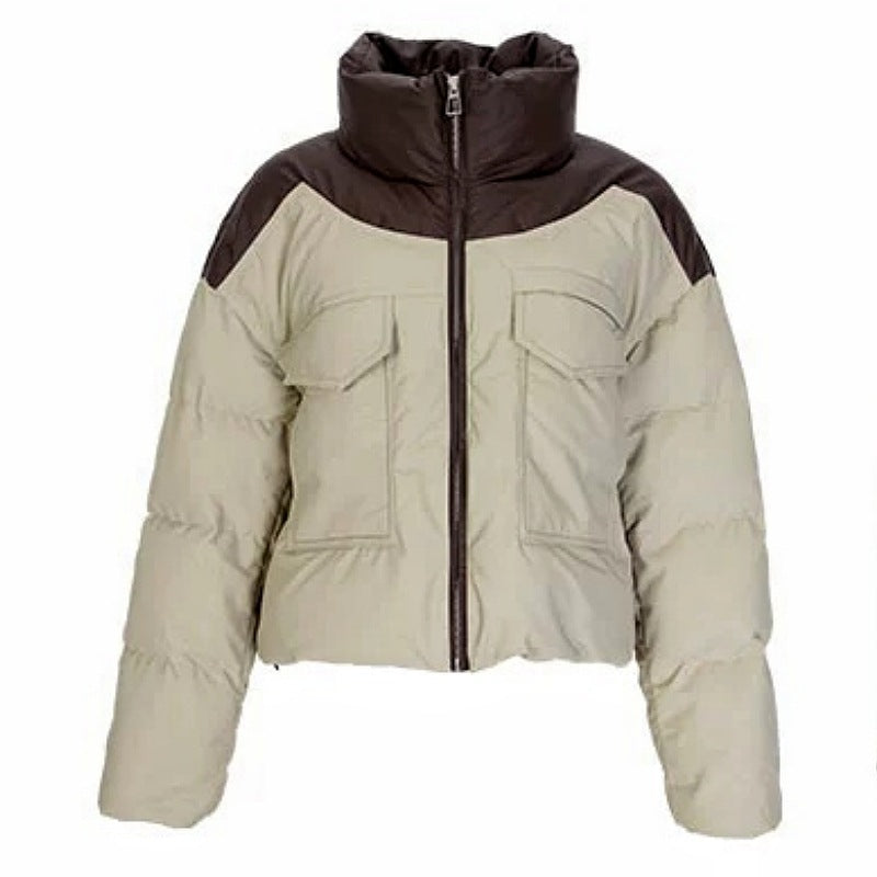 Women's Cotton-padded Short Loose Leather Coat