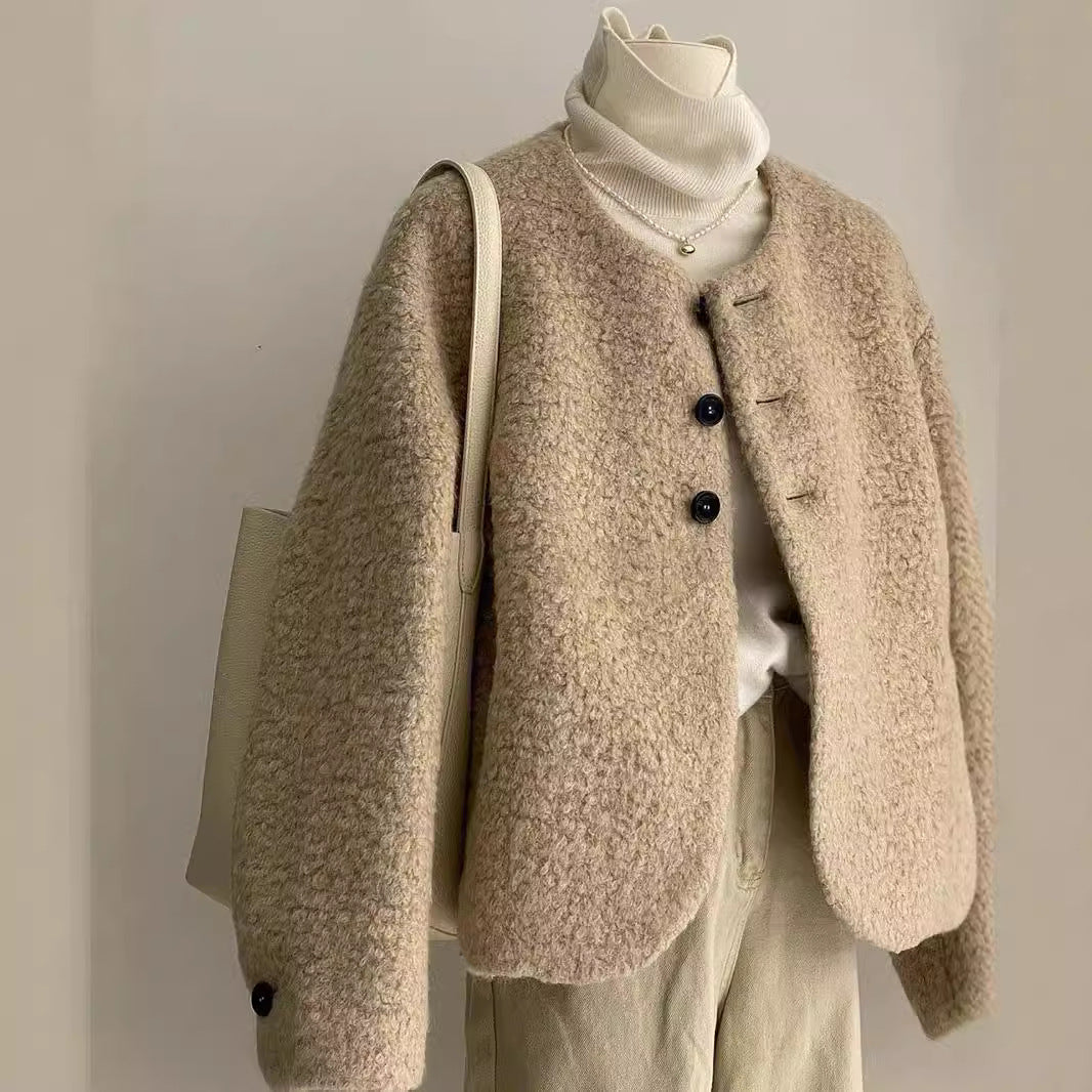 Women's Small Fragrance Short Lamb Fur Coat