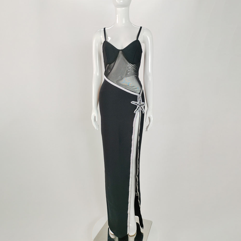 High Slit Shell Bandage Dress