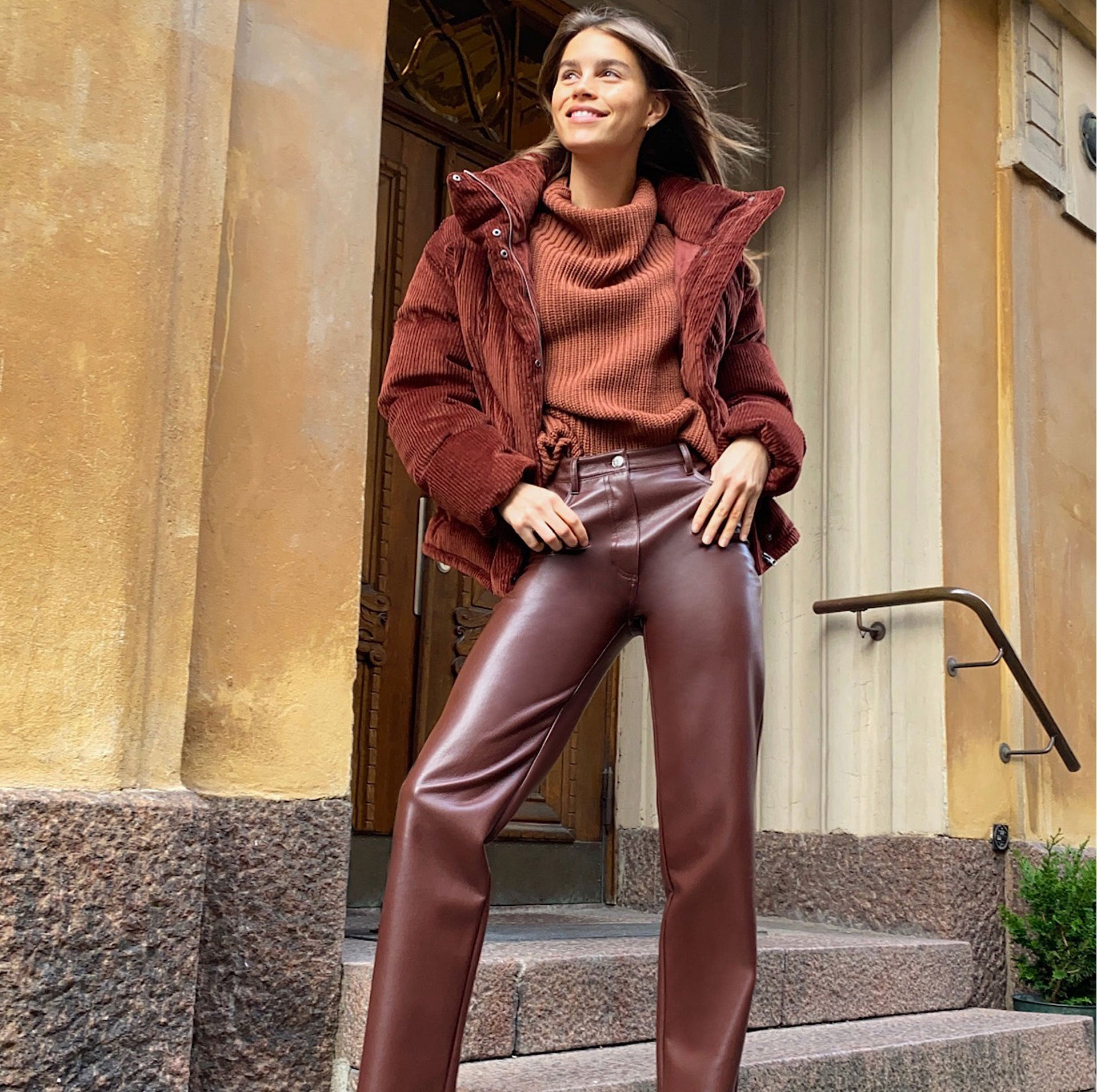Women's French Temperament All-match Leather Pants