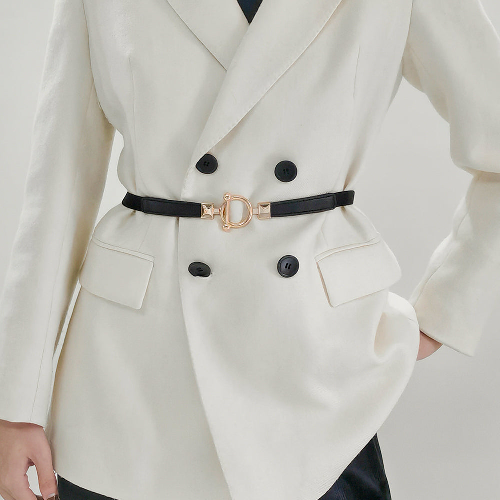 Women's Thin Waistband Elastic Elastic Stretch Metal Buckle With Jacket Blouse Commuter Waist Trim