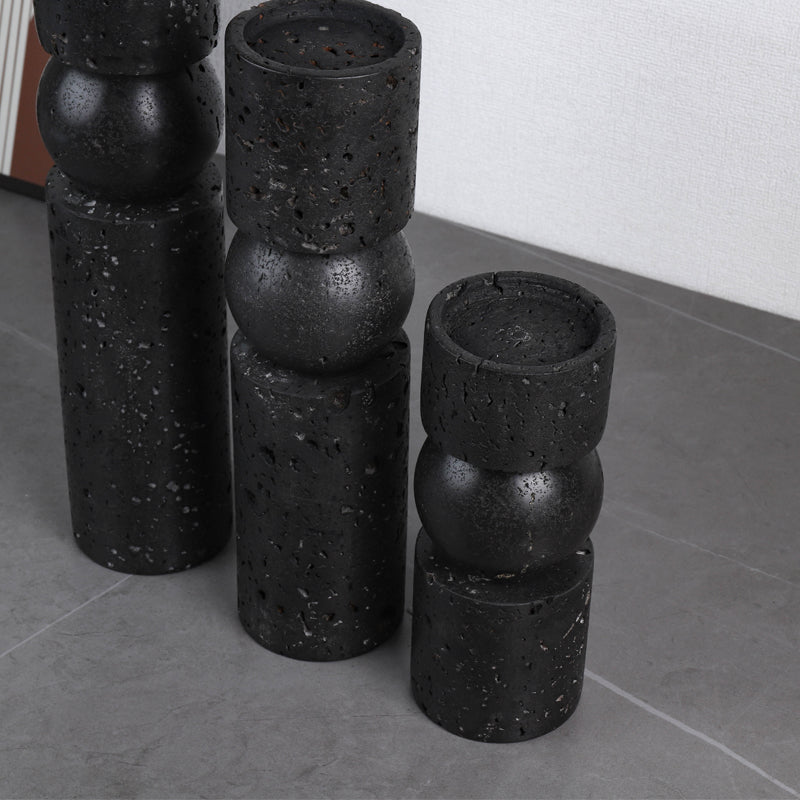 Nordic Simple Beige Cave Stone Candlestick Ornaments