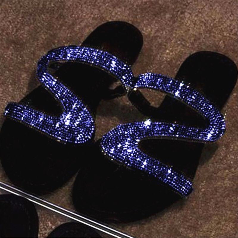 New bright diamond flat slippers women