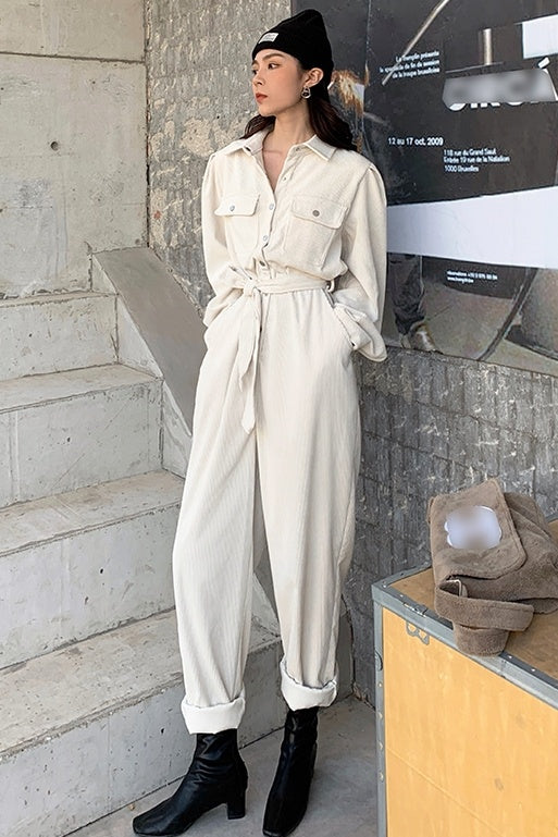 Single breasted high waist jumpsuit