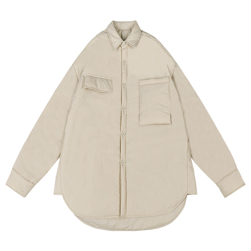 Japanese Casual Quilted Padded Shirt-style Cotton Jacket