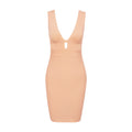Double necked V deep pink bandage dress