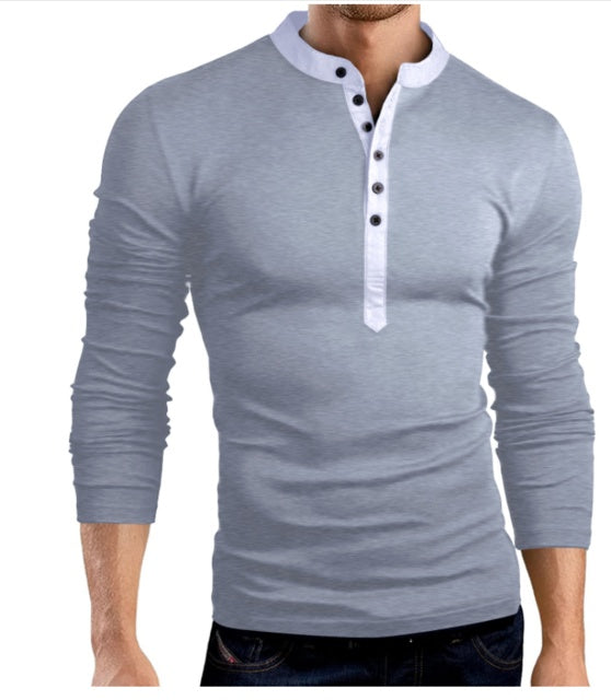 Men's Long Sleeve V-Neck Slim T-Shirt