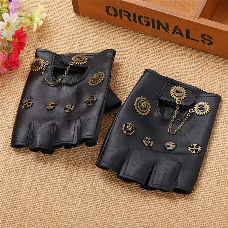 Steampunk Retro Gloves Gear Chain