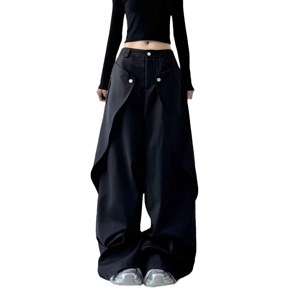 Womens Stylish Asymmetrical Patchwork Straight-Leg Pants