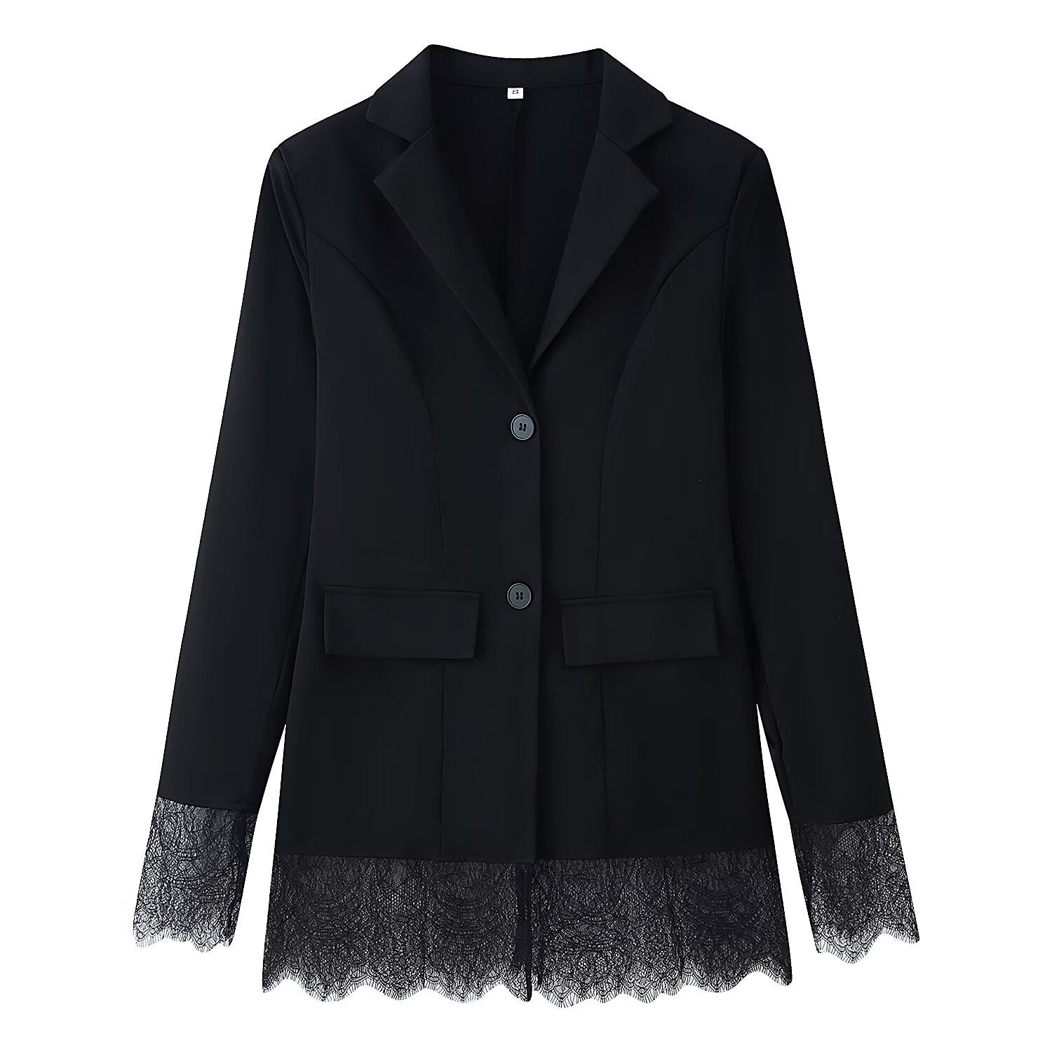 Tailored Hem Lace Patchwork Suit Jacket