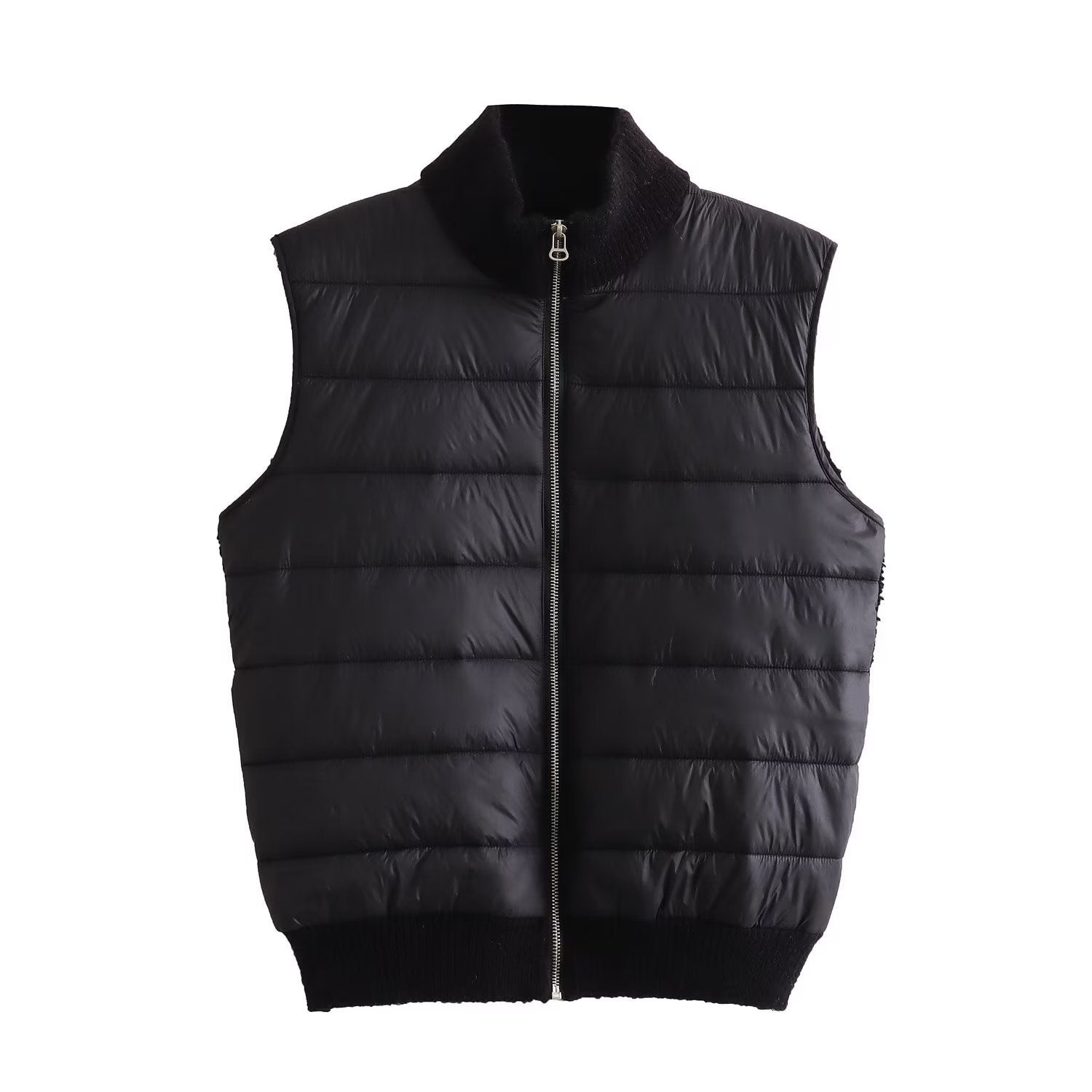 Winter Sleeveless Warm Stand Collar Casual Stitching Zipper Vest