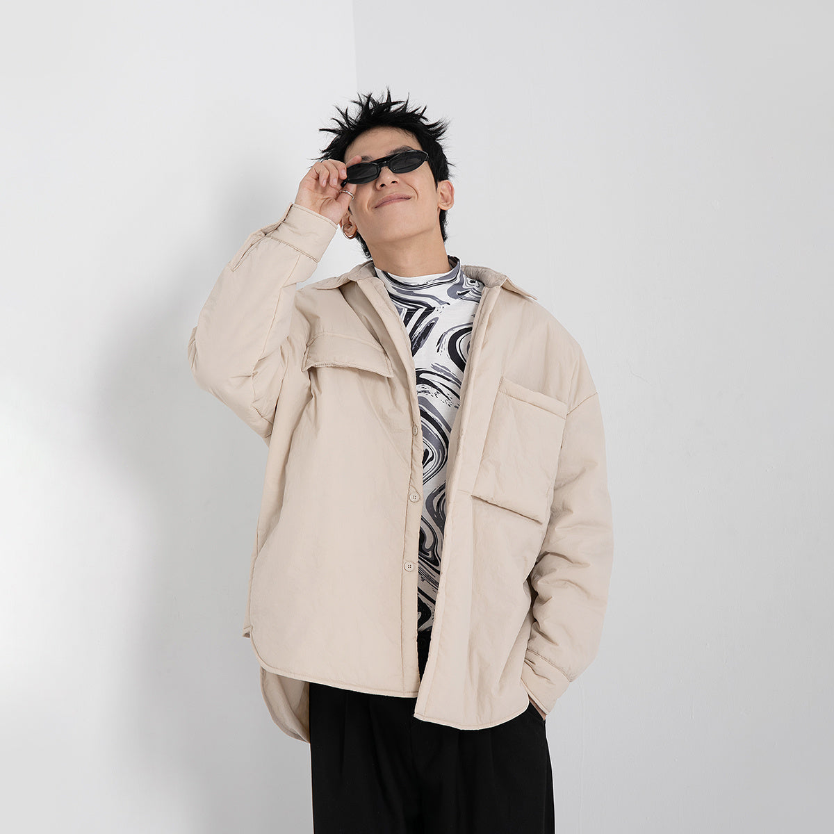 Japanese Casual Quilted Padded Shirt-style Cotton Jacket