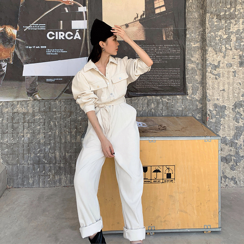 Single breasted high waist jumpsuit