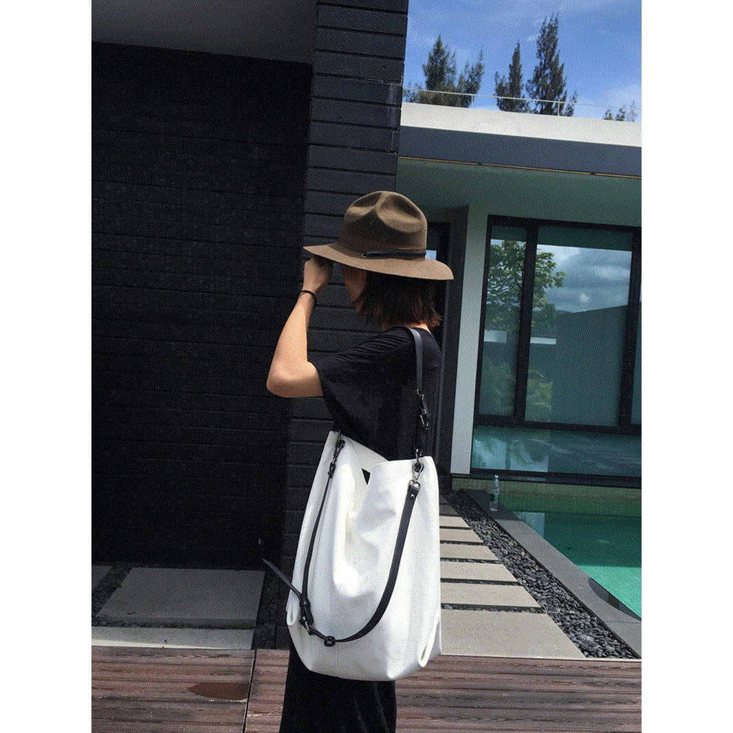 Soft leather large capacity solid color big bag