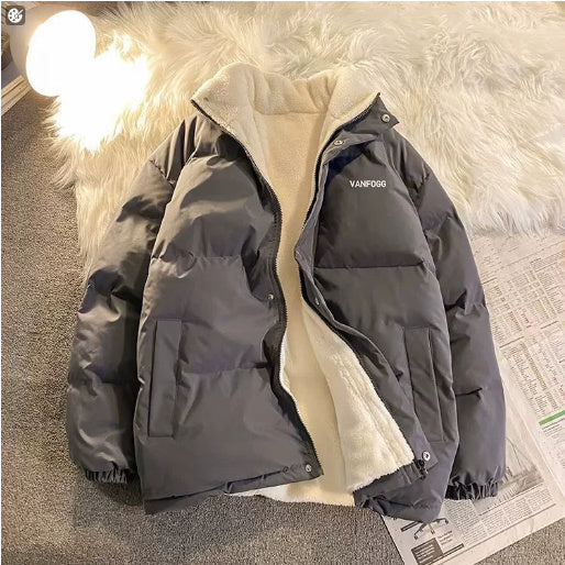 Winter New Padded Coat Hong Kong Style Loose Down Cotton-padded Jacket Fleece-lined