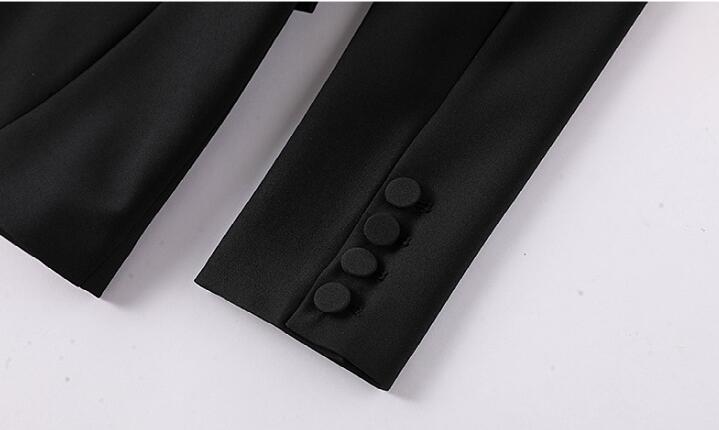 Fashion Spliced Jacket Ankle Pants Suit