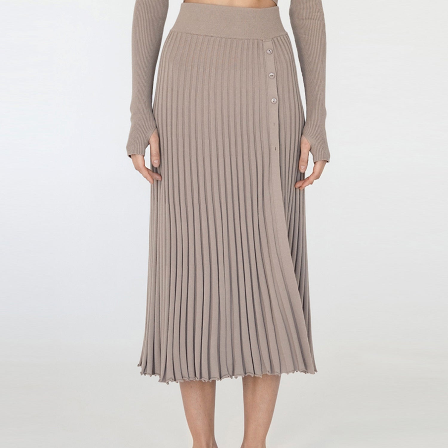 Pleated Skirt Lace-up Woolen Suit Women