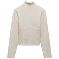 Winter Patchwork Turtleneck Knit Sweater Long Sleeve Pronounced Seam Slim Pullover Female Chic Knitted Top