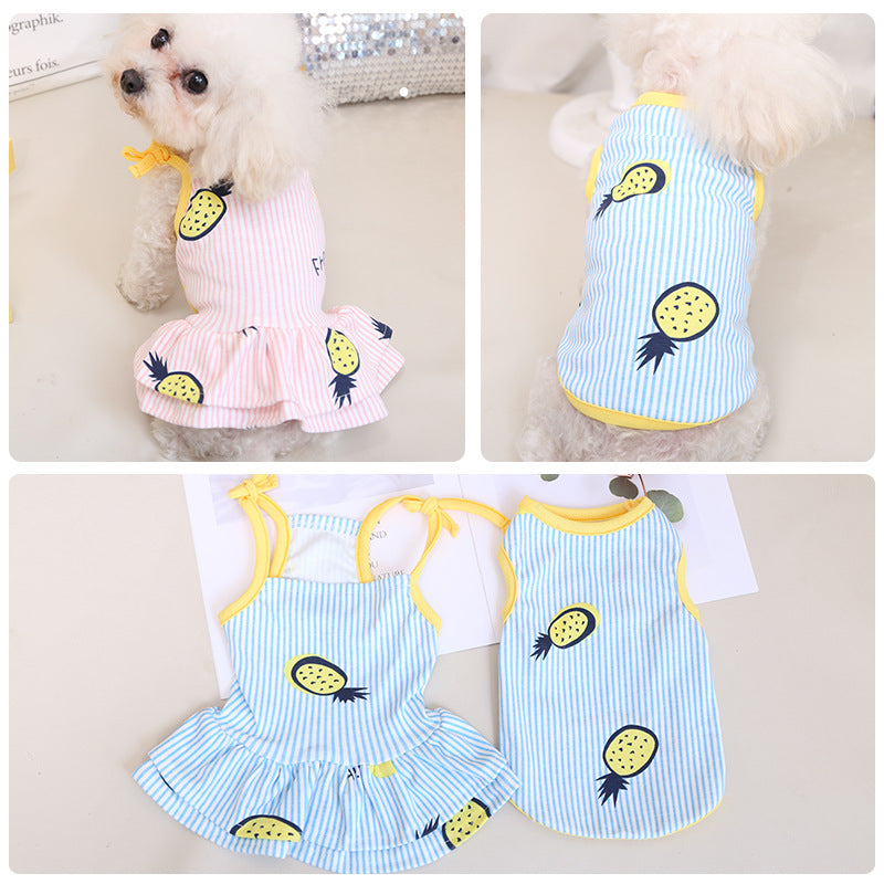Pet Clothing Thin Breathable Cotton Sling Dress Vest Couple Clothing