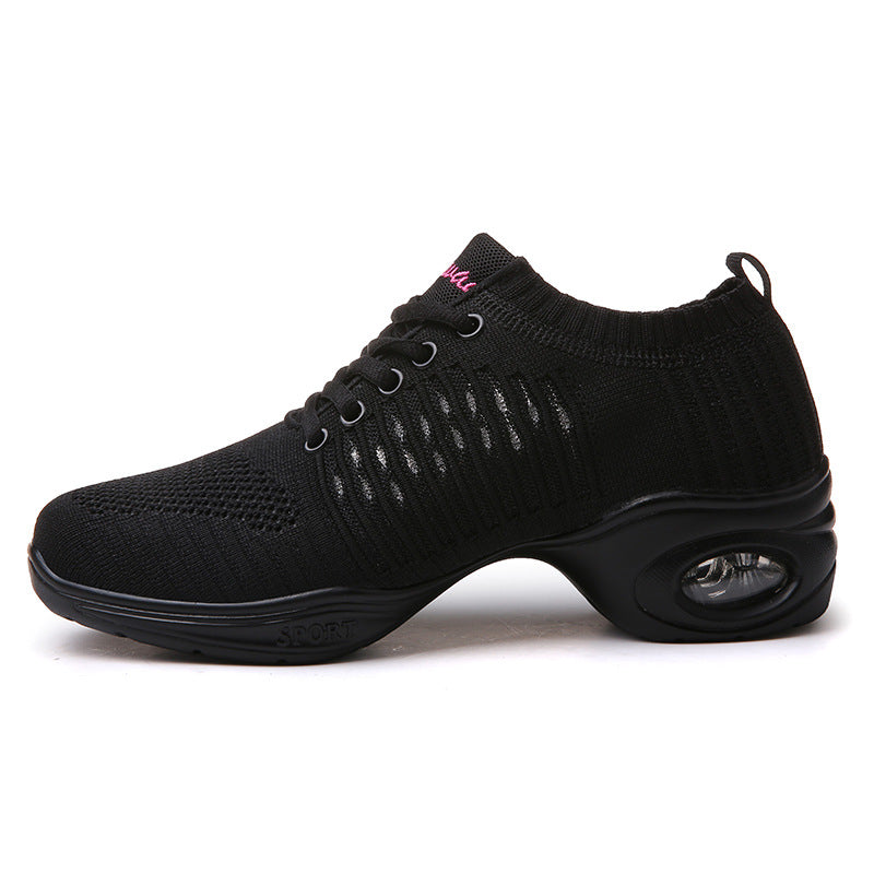Summer Dance Shoes Ladies White Mesh Elastic Flying Knit Dancing Shoes