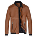 Men's Stand-Up Collar Leather Jacket Coat Motorcycle Men's Casual Leather Jacket