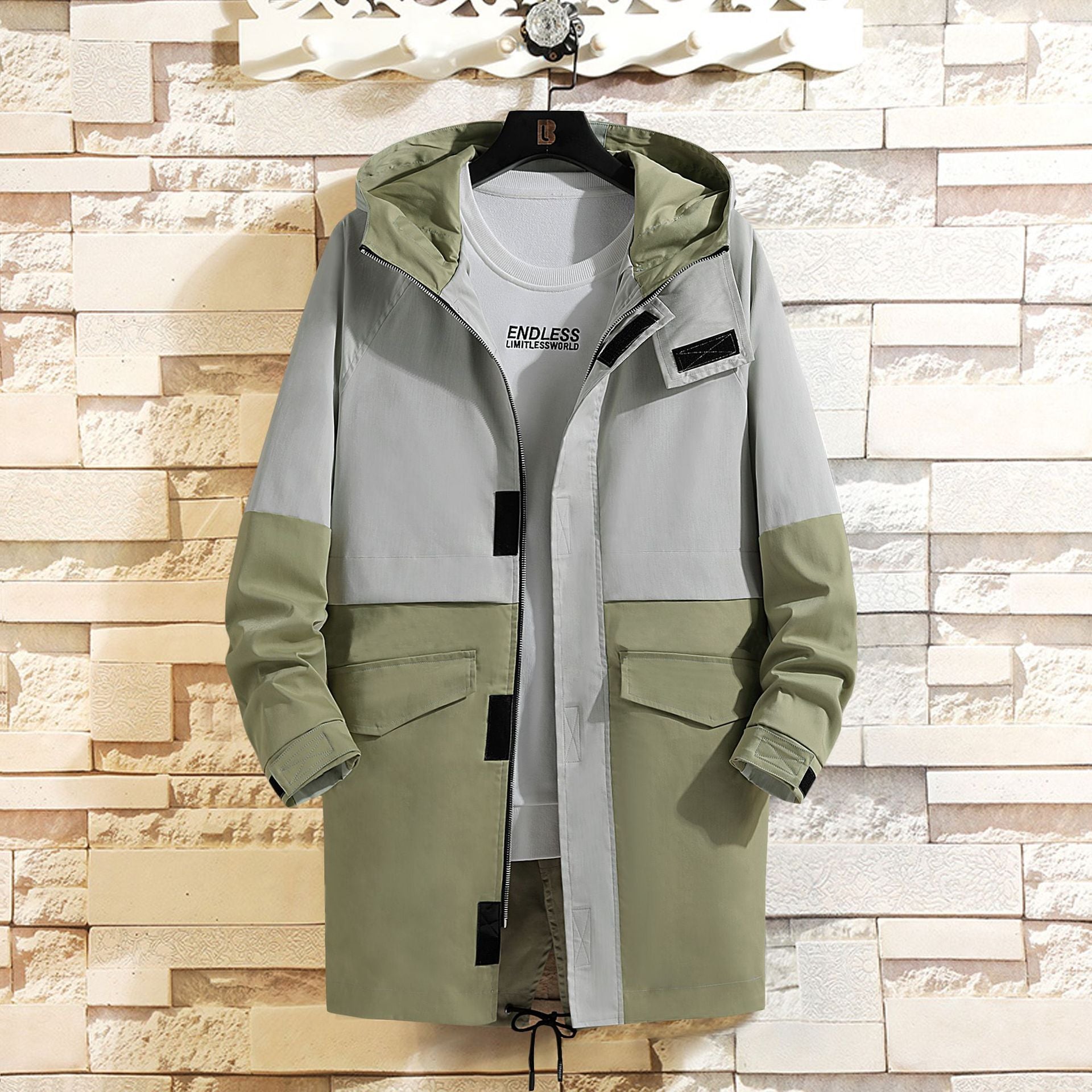 Men's Thin Loose Windbreaker Couple Mid Length Coat