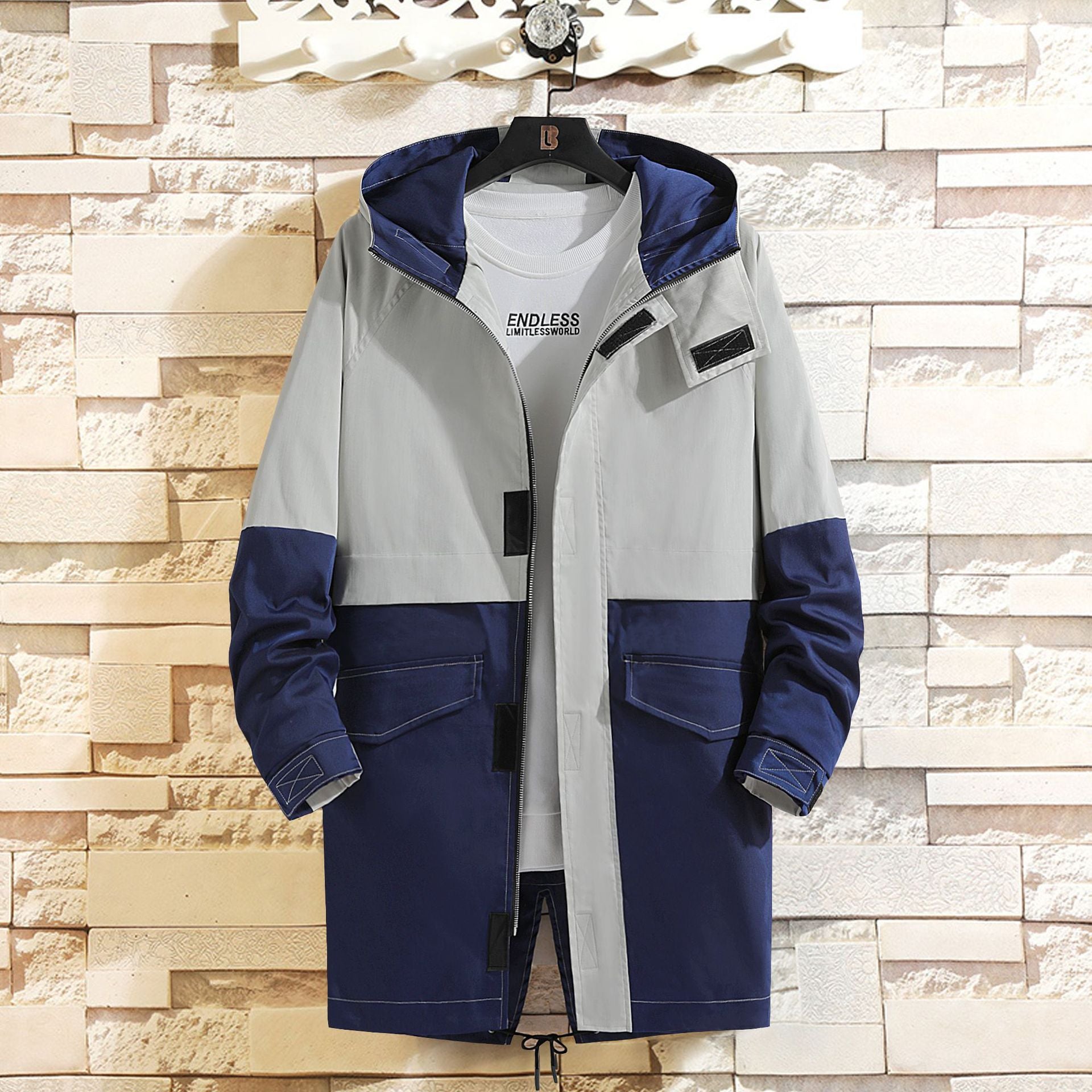 Men's Thin Loose Windbreaker Couple Mid Length Coat
