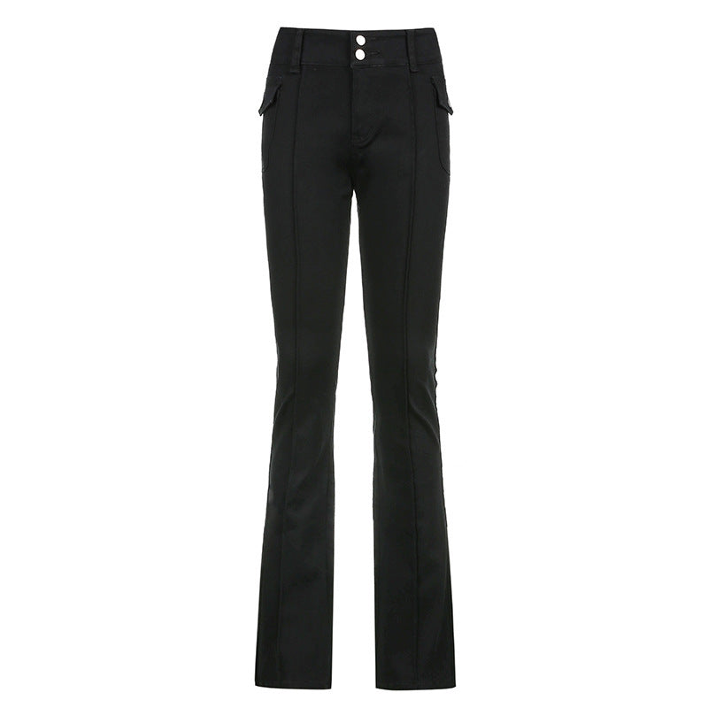 Side Pocket Retro Slim Pants Casual Pants