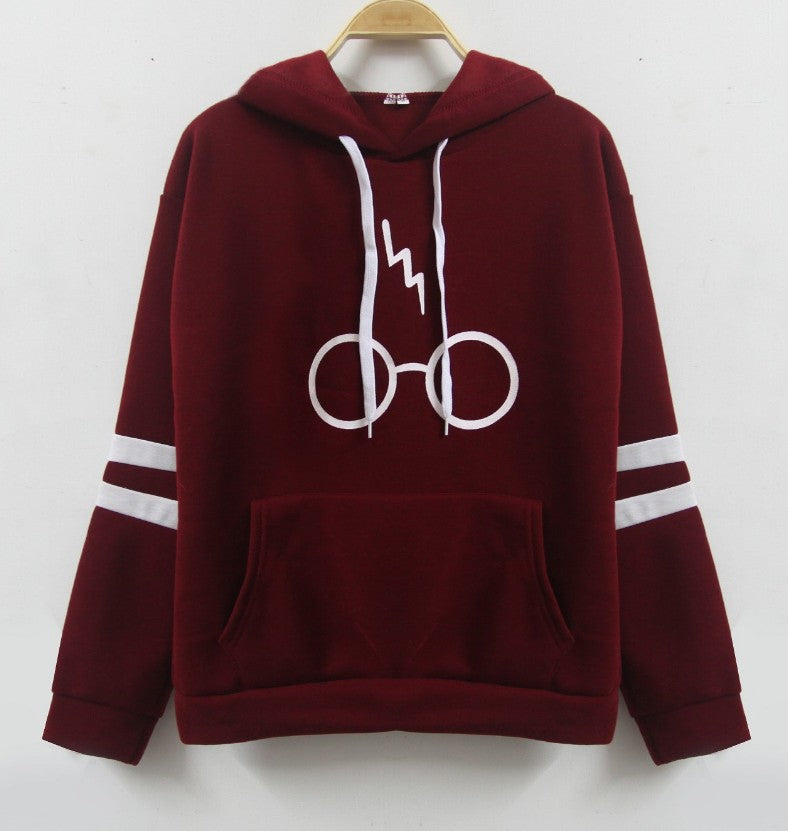 Aliexpress New European And American Amazon Explosion Glasses Printing Hooded Plus Velvet Sweater Women Direct Sales