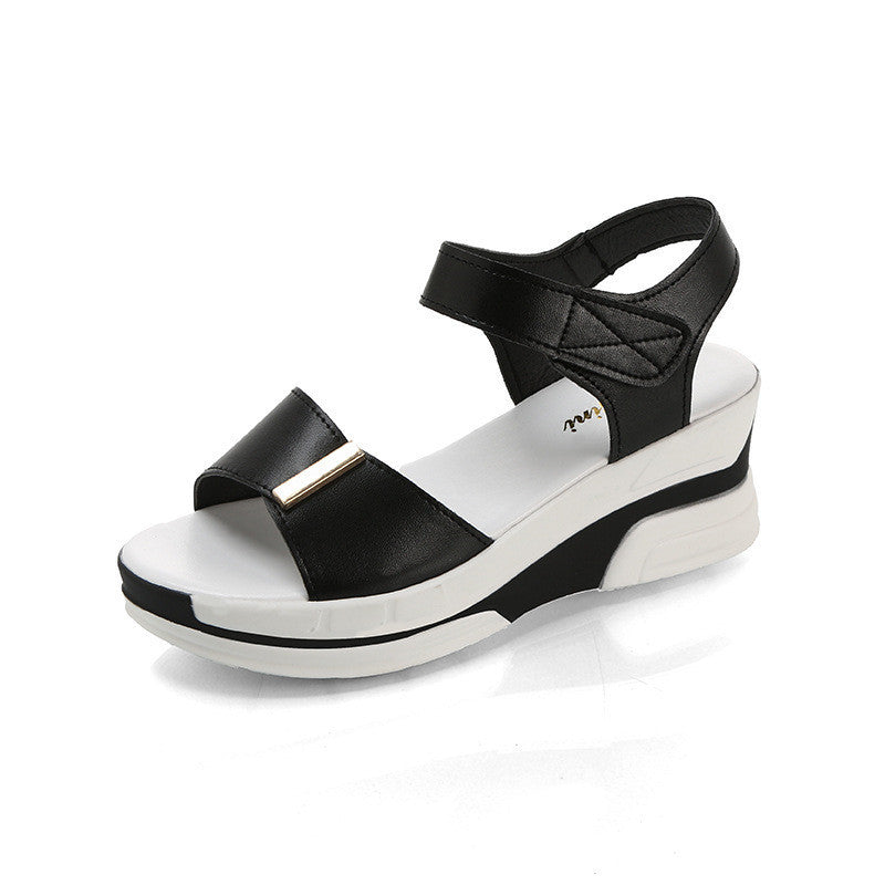 Fish Mouth Sandals Women's Platform High-heeled Wedge Velcro