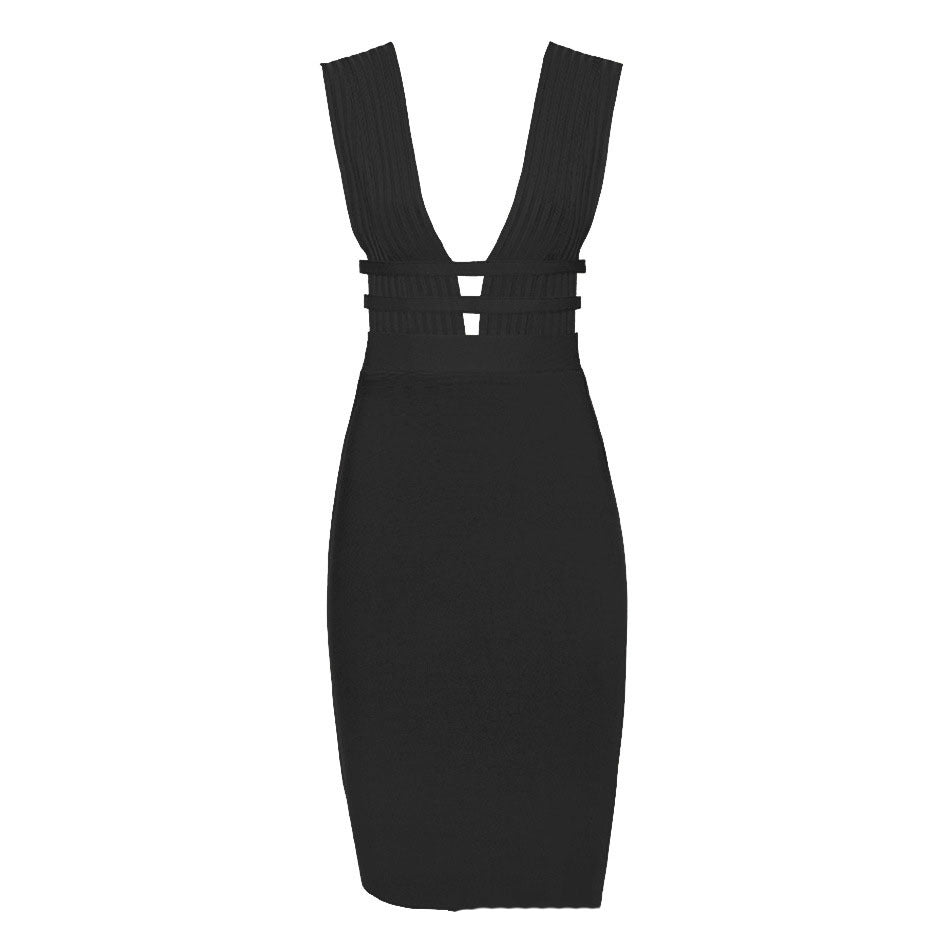 V-Neck Halter Fashion Hollow Tight Bandage Dress Nightclub Sexy Dress