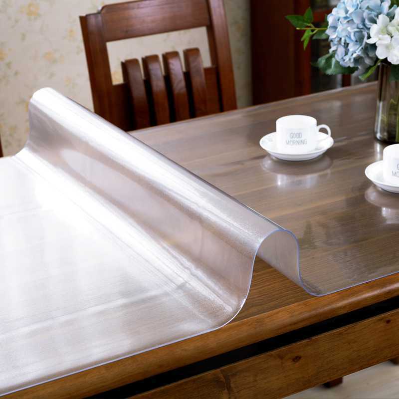 VC Waterproof Tablecloth Soft Plastic Glass Table Mat Frosted Coffee Table Mat Tablecloth Thickened Transparent Crystal Plate