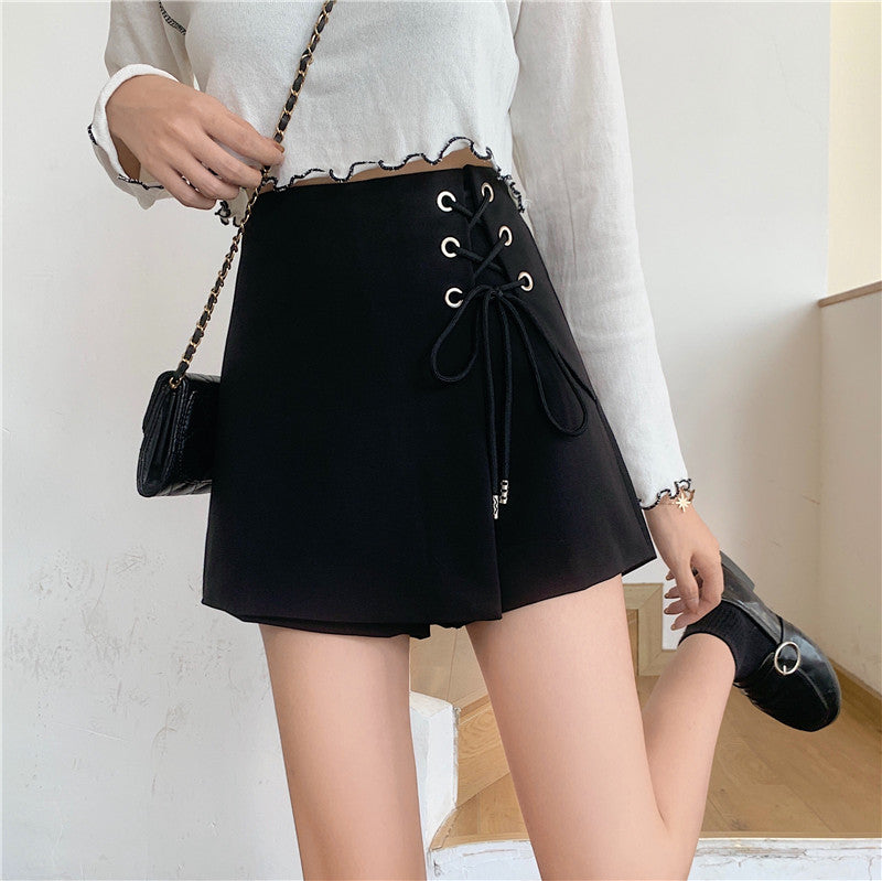 Half-length Skirt Female High Waist Slimming Skirt A-line Package Hip Skirt Strappy Skirt