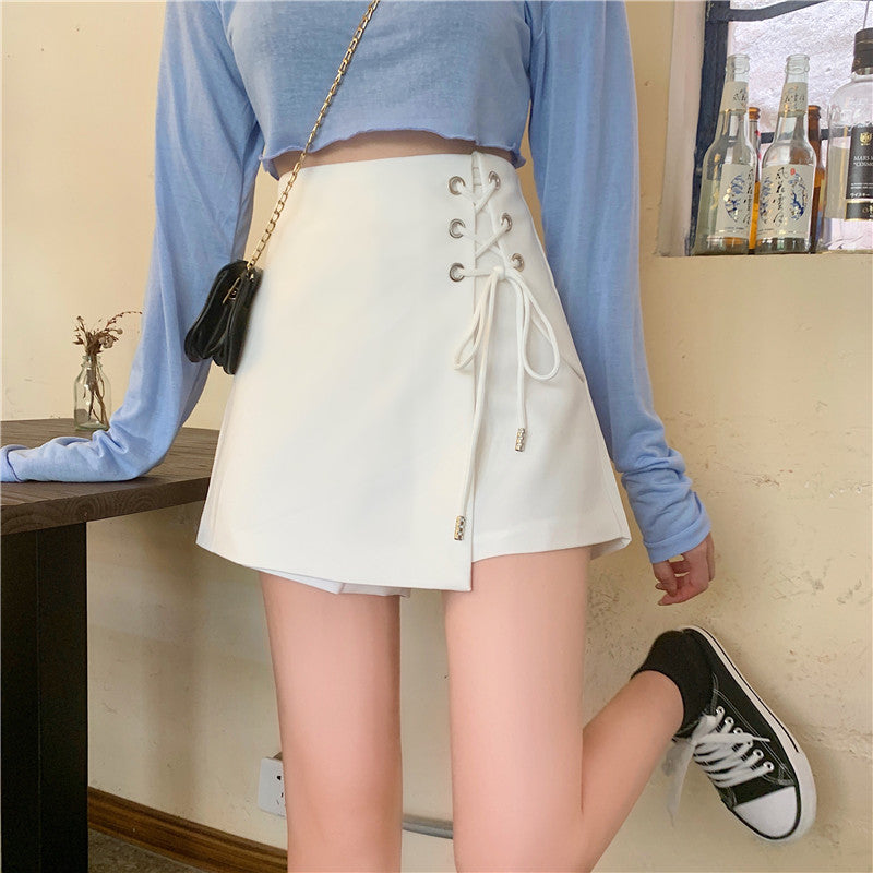 Half-length Skirt Female High Waist Slimming Skirt A-line Package Hip Skirt Strappy Skirt