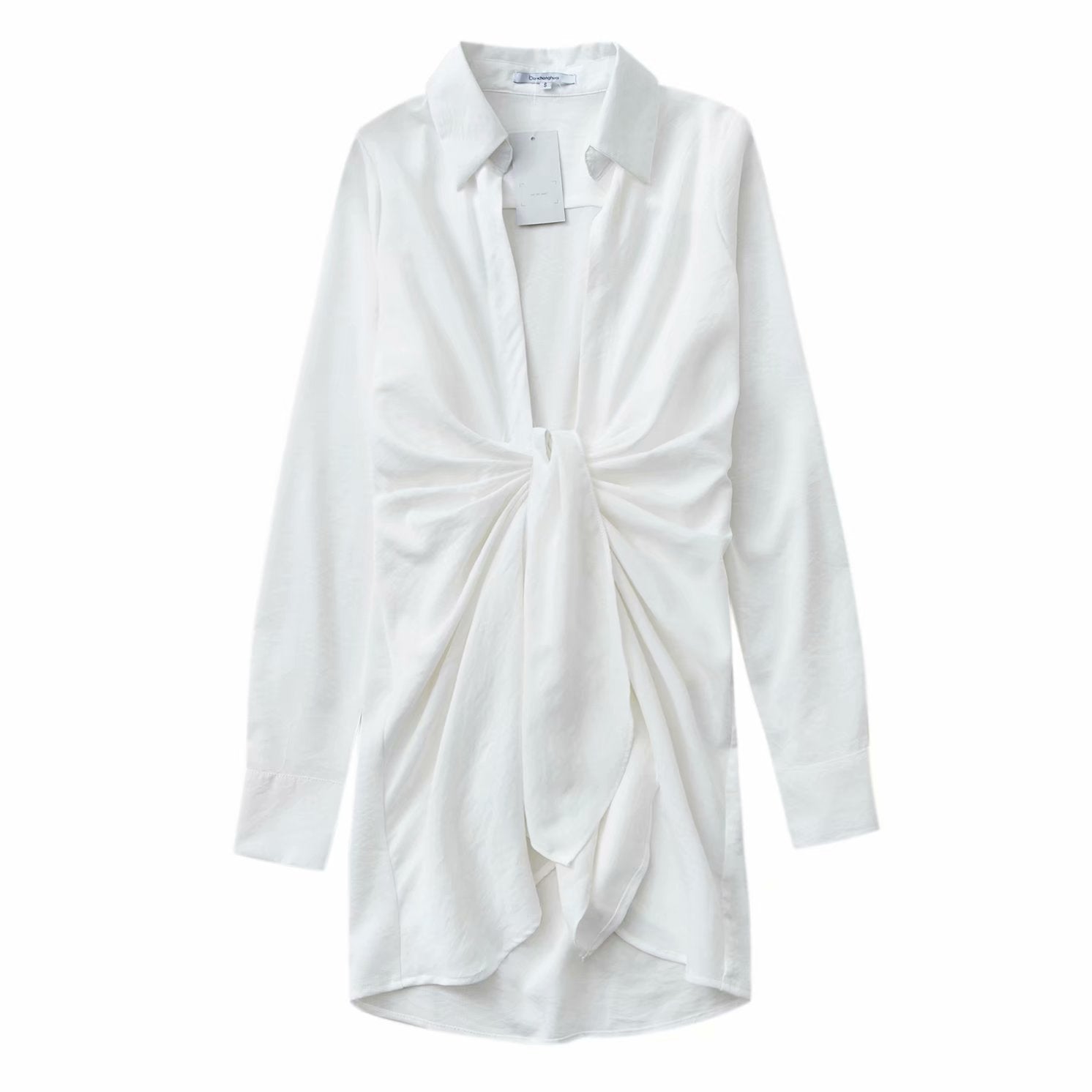 V-neck Shirt Skirt Long-sleeved Silk Dress