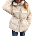 Belt stitching thick warm jacket fashion all-match casual coat