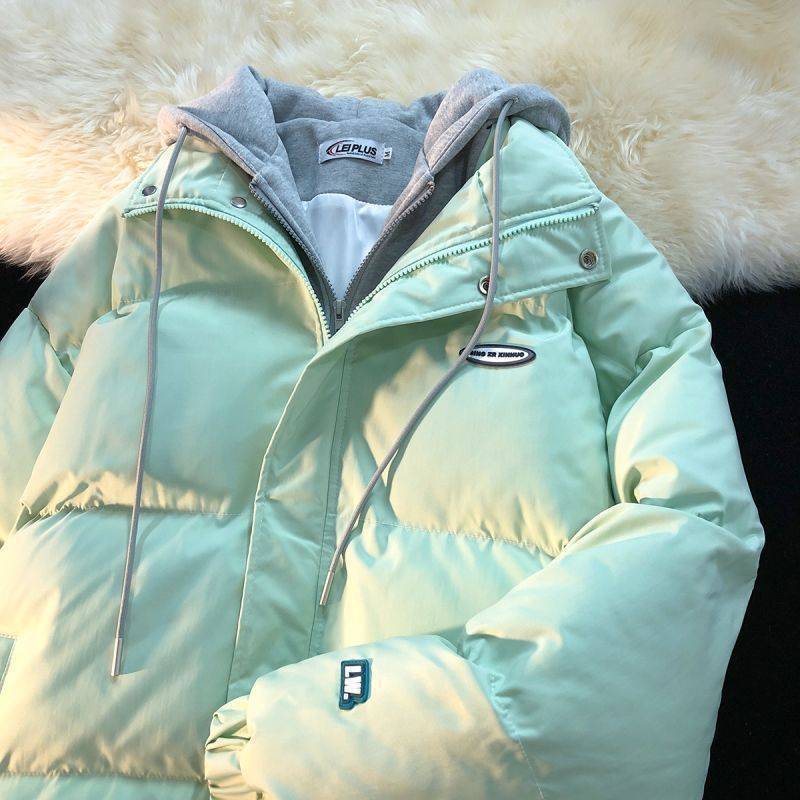 Women's Fake Two-piece Hooded Loose Cotton-padded Coat