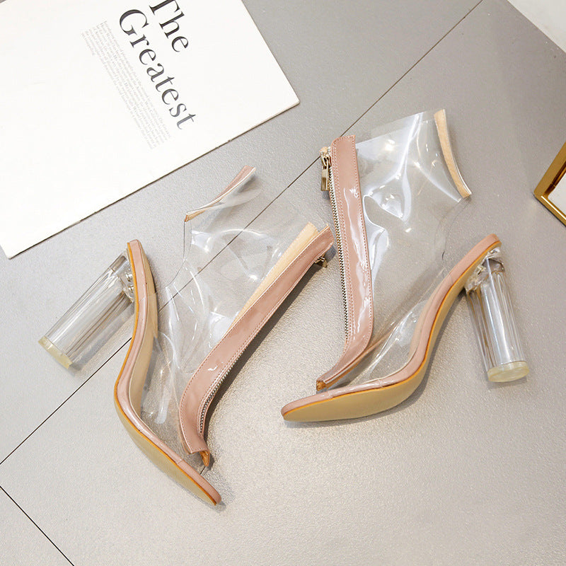 Sexy transparent high heel sandals with fish mouth