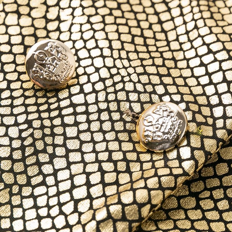 Animal print gold suit collar short dress