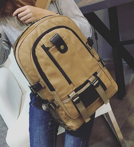 Men Canvas Large Backpack Rucksack Work Sports Travel Hiking