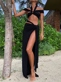 Halter Slit Hemline At Hem Two-piece Suit